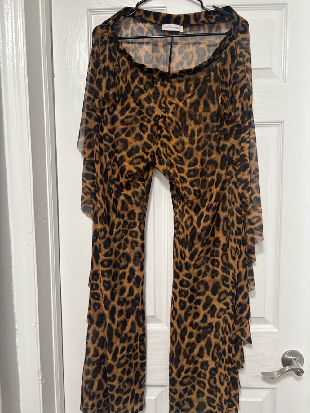 Leopard Print Wide-Leg Jumpsuit Pants - Brown Cover-up pants